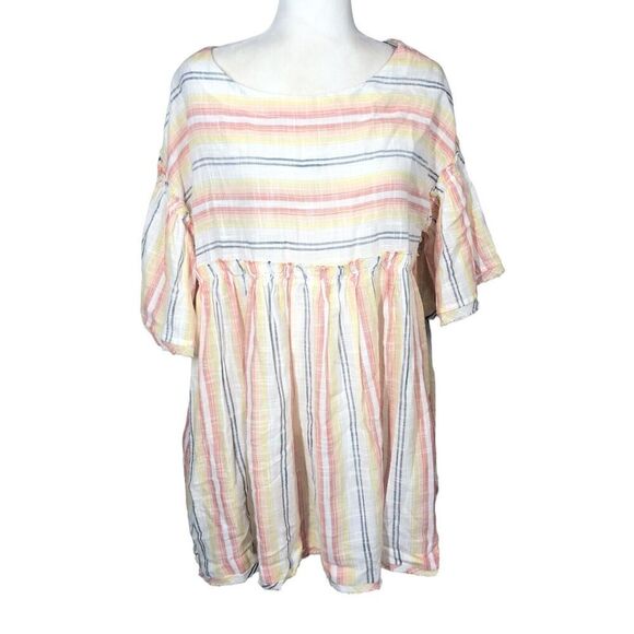 Free People Dress Womens S/P Striped Raw Hem Summer Nights Mini Babydoll New - Picture 6 of 14